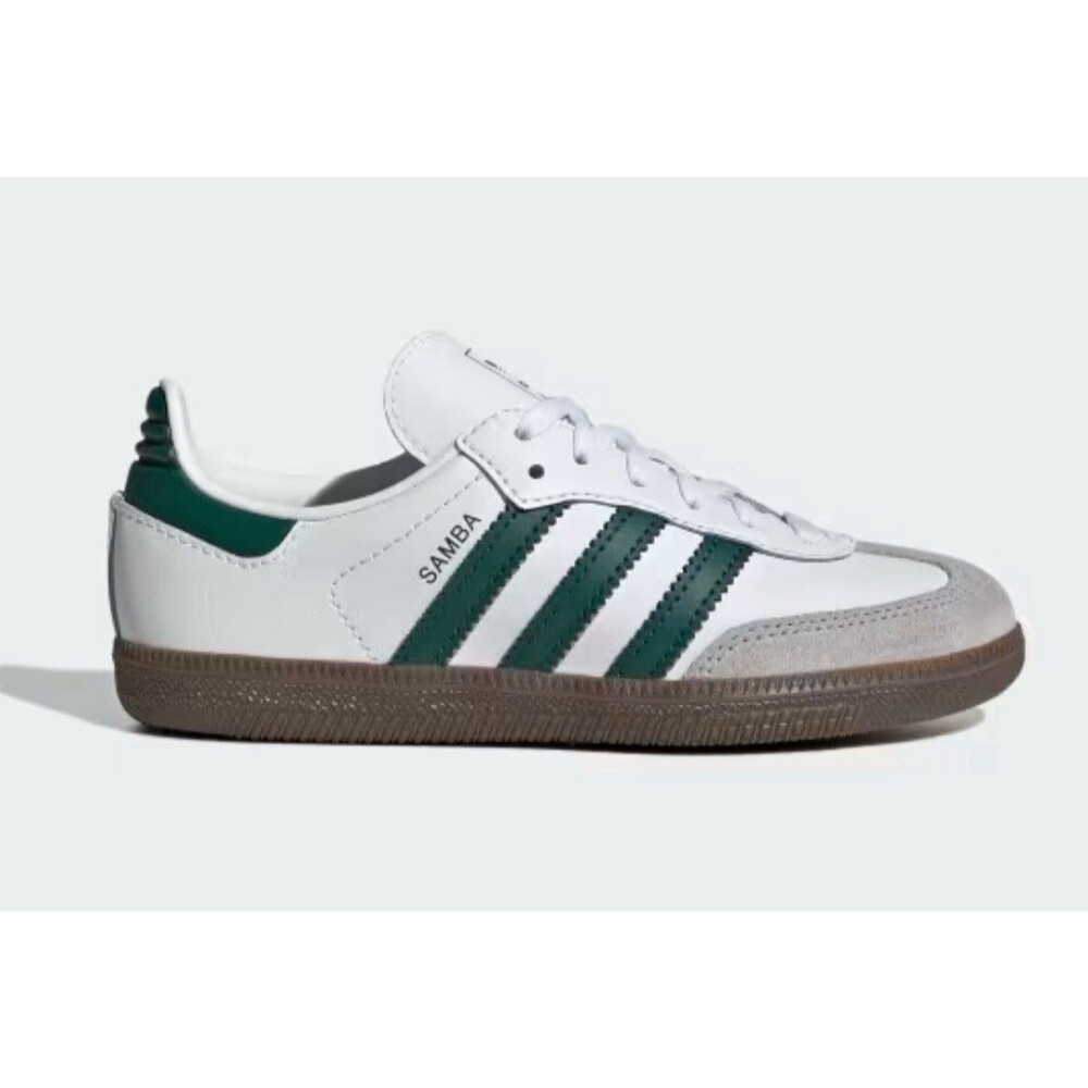 Adidas Samba OG Cloud White Green Preschool Casual Kids JQ2840 XMAS